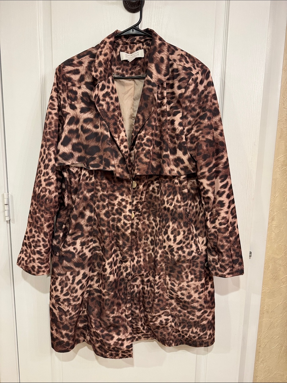Badgley Mischka Leopard Print Trench Coat in Brown Tones